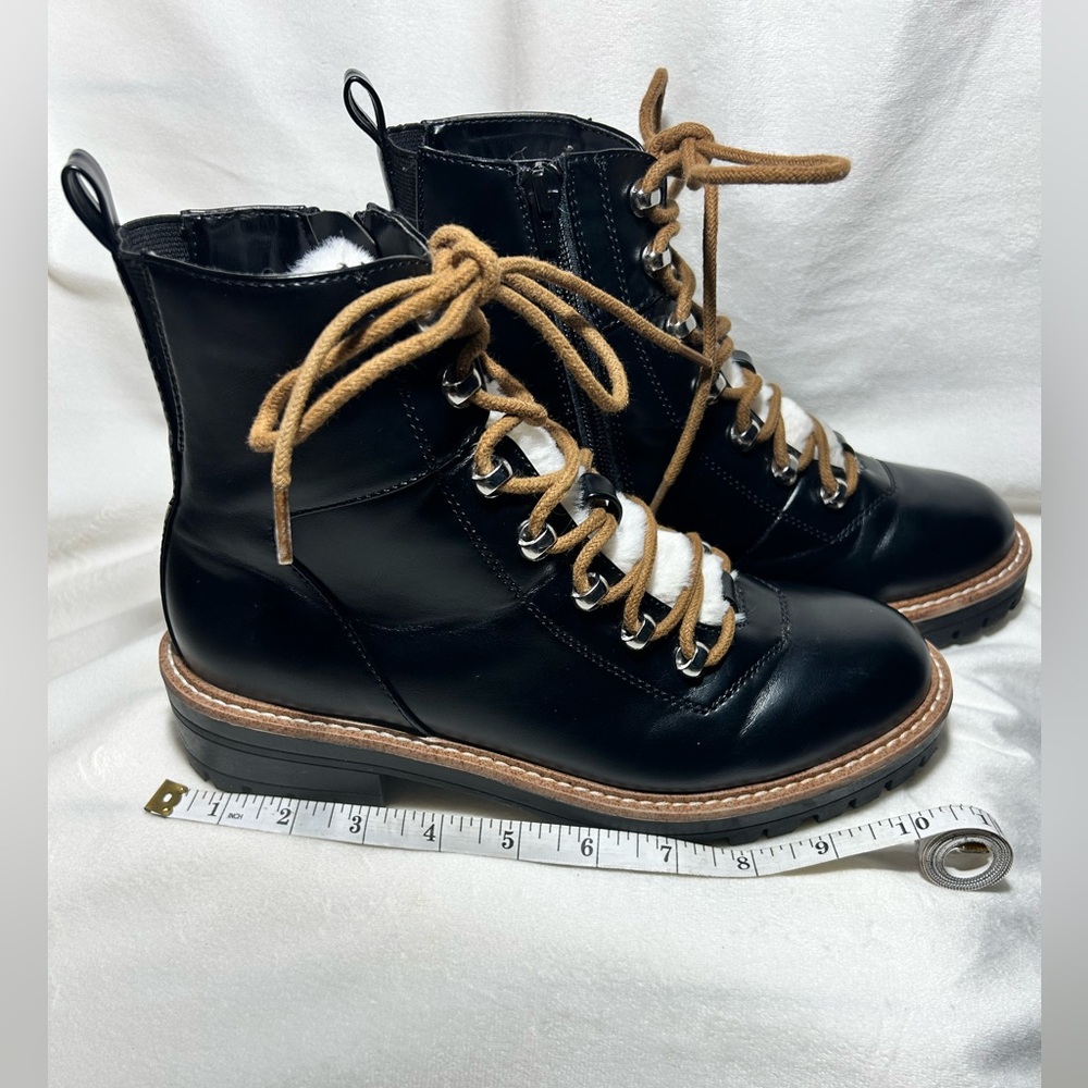 A New Day black warm winter furry lace up round toe women’s ankle booties size 7 - Picture 8 of 12